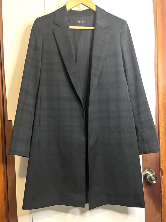 Lafayette 148 New York Jackets & Blazers - Lafayette 148 New York Women’s Size M Black Longline Open-Front Blazer Plaid